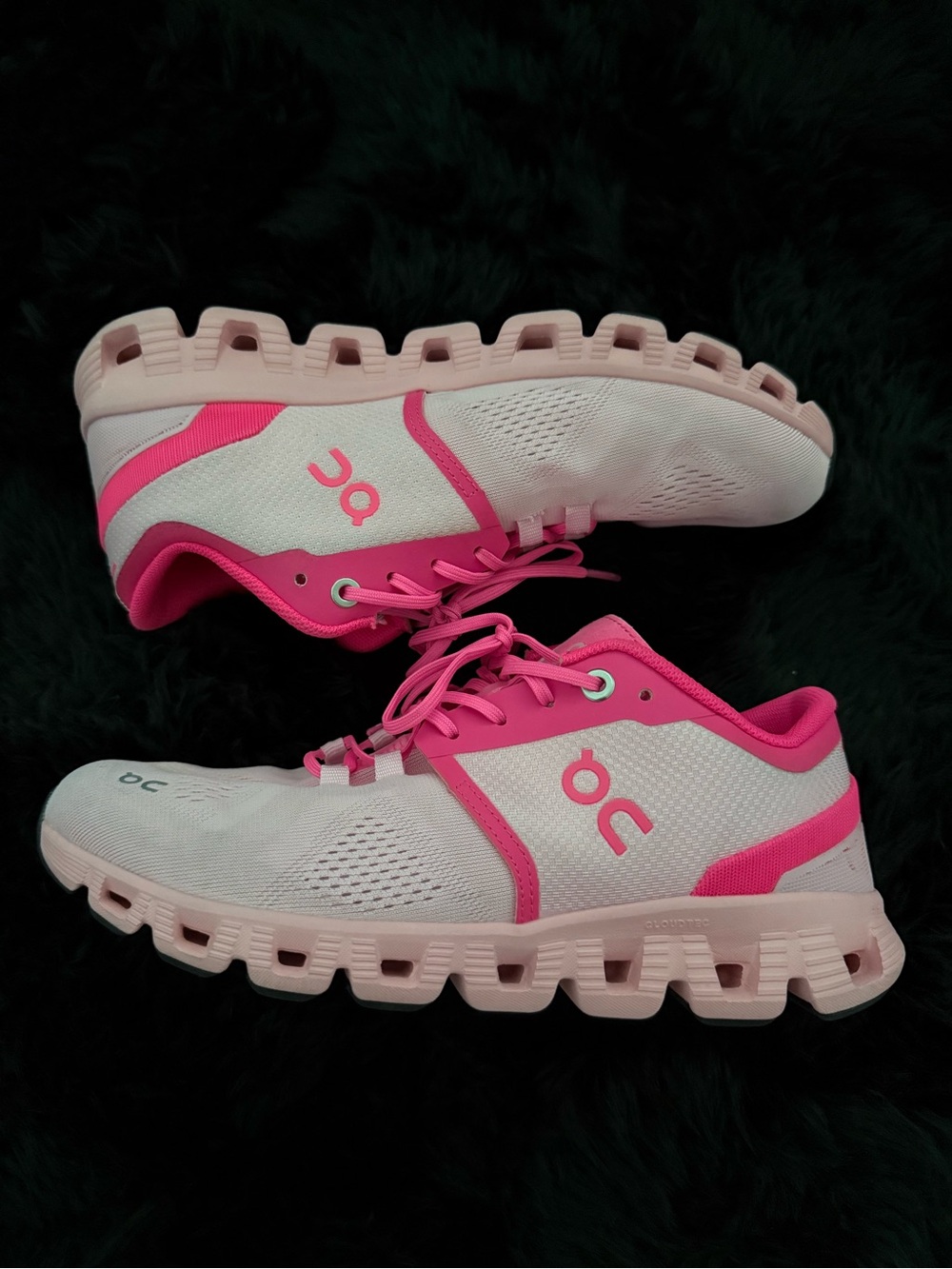 On Running Women's Sneakers in White and Hot Pink